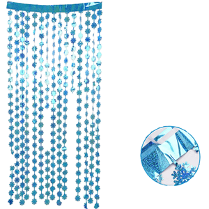 Cortinas de Lentejuelas Azules con Diseño de Copo de Nieve, 1x2m, Fondo Brillante para Cumpleaños, Navidad, Nochevieja, Temática Frozen - Product Image 1
