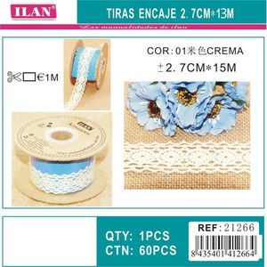 Strisce di pizzo ILAN 2,7 cm x 15 m colore crema per artigianato e decorazioni - Product Image 3