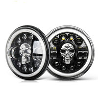 Phare LED rond RGB avec œil d'ange DRL pour Jeep Wrangler Harley Off Road Truck SUV, lampe de remplacement