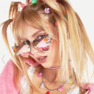 Lunettes de soleil sans monture personnalisées avec logo, nouvelle collection, mode unique, style steampunk, pour femmes, lunettes de soleil punk en forme de cœur pour femmes - Product Image 2