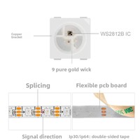 Tira de LED RGB WS2812B 5050 con IC Integrado, Soporte de Cobre, Programable, Autoadhesiva, 5V, IP65