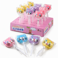 Bonbons durs halal assortis aux saveurs de fruits 20g, sucettes en forme de chat avec emballage personnalisé en option