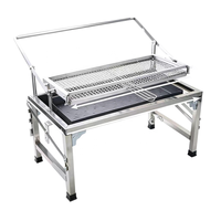 Barbecue à charbon de bois amovible et réglable avec grille rotative, foyer extérieur, brasero et réchaud à gaz pour usage domestique