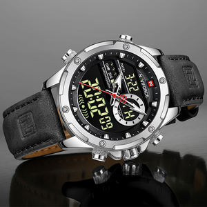 NAVIFORCE orologio militare 9208 per gli uomini di lusso originale al quarzo orologio sportivo da uomo impermeabile cinturino in pelle digitale orologio analogico - Product Image 5
