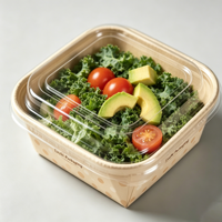 Boîte à lunch en papier kraft biodégradable personnalisable avec logo, formes carrées et rectangulaires pour salades et desserts, vente chaude, directement de l'usine