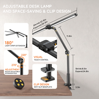 Lampe de bureau LED en métal pour la maison et le bureau, 22W, 1000LM, lumière à intensité variable, noire |   Éclairage double focalisé à large portée
