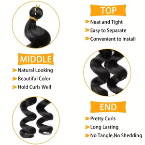 Extensions de tresses synthétiques à double trame de 12 pouces, 150g, style boucles italiennes lâches, pour tressage à la machine et au crochet - Product Image 4