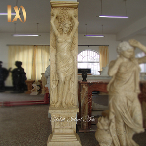 Cột Đá Cẩm Thạch Màu Be Ai Cập Nghệ Thuật Lý Tưởng Cột Đá Cẩm Thạch Khắc Màu Be Tượng Tiểu Thư Đá Hiên Trang Trí - Product Image 2