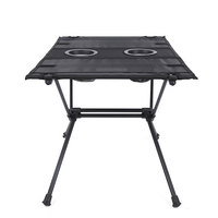 Table de pique-nique pliante moderne en alliage d'aluminium, légère, de haute qualité, en tissu Oxford 600D noir enduit de PU, avec poche, facile à transporter en extérieur