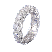 Nouveautés Bagues Blingdiam Karats R9065 en Moissanite et Argent Sterling 925, style Hip Hop, unisexe, serties de pierres précieuses, forme anneau, qualité GRA