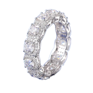 New Arrivals Blingdiam Jewelry R9065 Moissanite 925 Sterling Silver Iced Out Hip Hop Unisex Gemstone Rings Hoop Ring Round Cut - Product Image 1