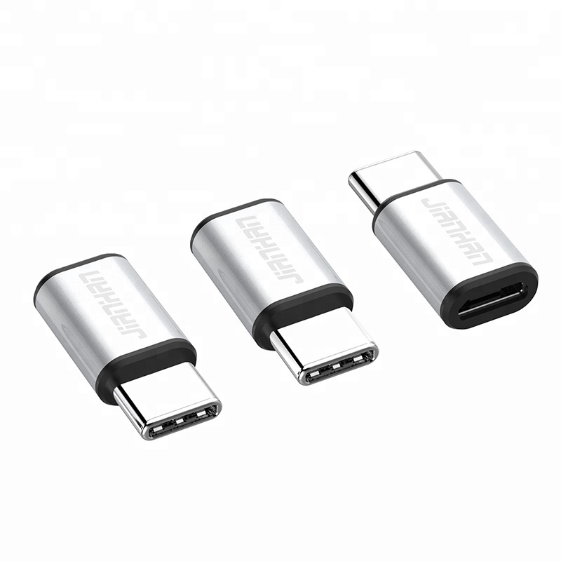 Jianghan 2 in 1 Micro USB to Type-C Fast Charger Converter Adapter with Aluminum Case For Charging Cable