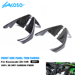 AKOSO 3K, fibra de carbono seca, embellecedor delantero para motocicleta, paneles laterales, cubierta de radiador para <span class=keywords><strong>Kawasaki</strong></span> ZX10R 2021 2022 <span class=keywords><strong>2023</strong></span> 2024 - Product Image 1
