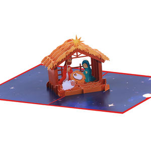 Carte de remerciement de Noël en papier 3D pop-up - Jésus-Christ dans le berceau, image extérieure avec enveloppe - Product Image 3