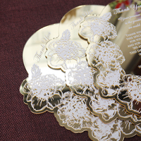 Carte de remerciement de luxe en acrylique doré effet miroir, texte et forme personnalisables, épaisseur 1 mm / 2 mm, pour décorations et cadeaux de mariage