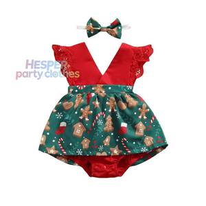 Combinaison de Noël pour bébé fille HP Wholesale Fly Sleeve V Neck CFPD-031 - Product Image 1