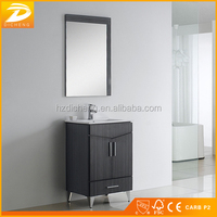 Meuble-lavabo commercial moderne sur pied de 24 pouces en acier inoxydable brut pour salle de bain