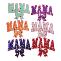 Patchs personnalisés en gros pour vêtements, grands, pour les fêtes de Mardi Gras, avec lettres « Mama » en paillettes et broderie chenille, à coudre ou thermocollants