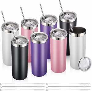 Gobelets isothermes à double paroi de 20 oz pour sublimation, vierges, avec paille, en gros, pour personnalisation en vrac, en acier inoxydable blanc - Product Image 2