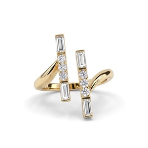 Bague en diamant baguette parallèle - Or 9k, 14k, 18k - Product Image 3