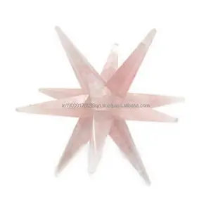 pink rose quartz natural agate stone crystals star cut 12 point healing star merkaba star crystals for decoration