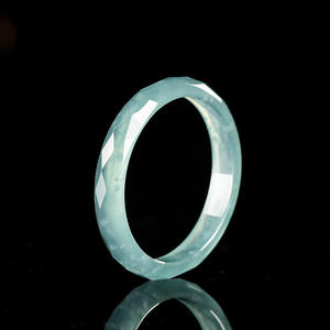 natural Jadeite blue water <b>jade</b> <b>ring</b> UNISEX Diamond facets Fashion Simplicity original design Gift of appraisal certificate JZ29 - Product Image 1