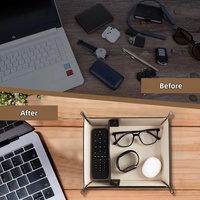 Plateau de rangement pliable de luxe personnalisé en similicuir PU pour montres, bijoux, lunettes et décoration intérieure