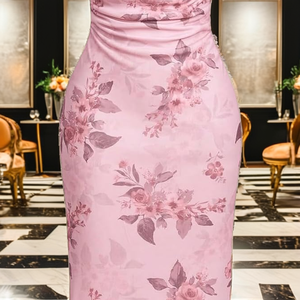 Nouvelle Robe d'Été de Haute Qualité 2026 – Design Tendance pour Femme, Imprimé Floral Charmant, Sans Manches, Longueur Maxi, Luxe, Coupe Empire Drapée, Ligne A - Product Image 2