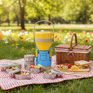 Bouteille isotherme portable en acier inoxydable de 2,2 L, grande capacité, étanche à l'humidité, motif dessin animé Minion, design sans bouchon - Product Image 2