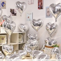 Ballons en aluminium mat en forme de cœur de 10 pouces et 18 pouces, décorations pour fête de naissance et anniversaire, ballons en mylar à l'hélium