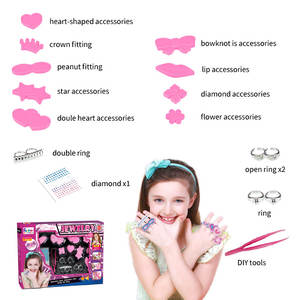 JH Girl DIY 9 pcs Little Jewel Rings Set di gioielli per bambini Toy Dress Up Rings Treasure Box - Product Image 5
