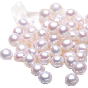 Perles d'eau douce rondes Mantou plates de haute qualité, 8-8,5 mm, sans défaut, sans graines, demi-trous, perles naturelles en vrac, peuvent être associées - Product Image 5