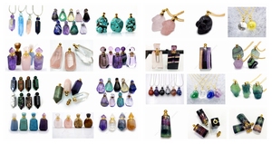 Elegan alami Amethysts batu permata titik kalung fluorite minyak esensial Jar parfum botol kristal peluru liontin perhiasan - Product Image 6