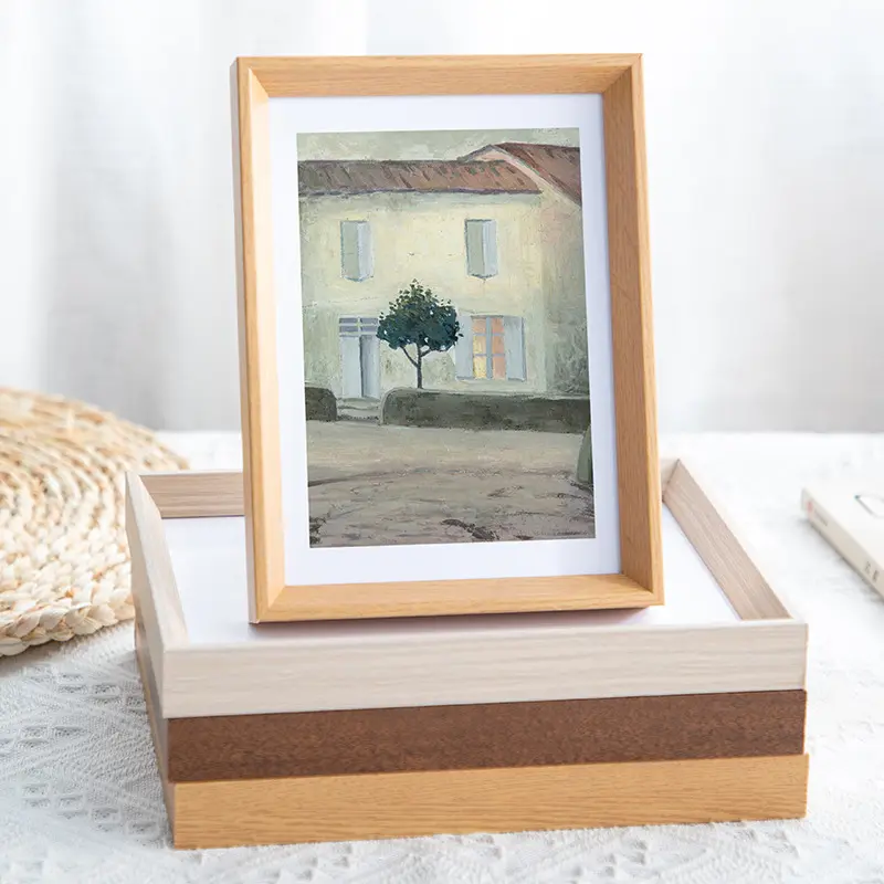 Marco Rectangular de madera, marco de fotos, pantalla Natural, decoración del hogar