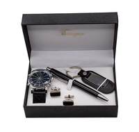 Coffret Cadeau d'Affaires IStapromo : Ceinture en Cuir, Portefeuille, Parfum, Porte-clés, Stylo, Montre à Quartz pour Homme