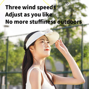 Nuevo producto, ventilador de carga Usb ajustable de 3 engranajes, viaje de verano, mujeres, hombres, viseras, sombrero, ventilador giratorio - Product Image 3