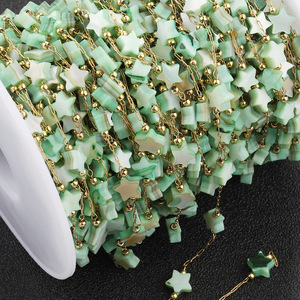 Chaîne de perles coquillages en acier inoxydable plaqué or 18 carats PVD avec perles de nacre, pour bracelet et collier DIY - Product Image 4