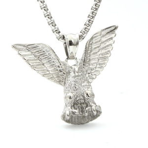 Collier avec pendentif aigle en acier inoxydable, unisexe, à la mode, argenté, blanc, bijoux cadeau - Product Image 1