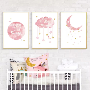 Affiche nordique pour enfants huile sur toile Art pépinière <span class=keywords><strong>chambre</strong></span> de fille rose décoration murale peinture décorative pour la maison des enfants - Product Image 1
