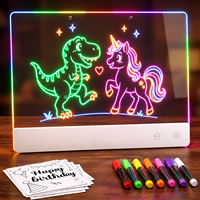 Tableau de dessin LED en acrylique DW52 OEM ODM, 7 couleurs, lumière, DIY, effaçable, tableau de messages, jouet éducatif pour enfants, cadeau