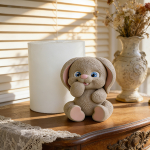 Moule en silicone 3D Lapin aux grandes oreilles couvrant la bouche, design mignon de dessin animé pour bougies, savons, résine, gypse, aromathérapie, artisanat DIY - Product Image 5