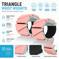 Poids de poignet triangulaires ProCircle à velcro 1 kg 2 kg, poids de cheville réglables en silicone pour le yoga, le Pilates, la gym à domicile et l'entraînement de force