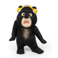 Figurine en résine ours DJ noir de dessin animé mignon et amusant – Bobblehead réaliste peint à la main et personnalisable avec écouteurs pour décoration de bureau ou de voiture
