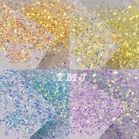 Flocons de Mylar irisés 2*2, paillettes pastel rêveuses néon pour la décoration des ongles en DIY, artisanat en résine, slime, gobelet, décorations de Noël