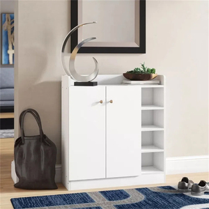 <span class=keywords><strong>Meuble</strong></span> de rangement pour <span class=keywords><strong>chaussures</strong></span> en bois <span class=keywords><strong>blanc</strong></span> au <span class=keywords><strong>design</strong></span> contemporain avec porte <span class=keywords><strong>à</strong></span> charnières, gain de place, autoportant - Product Image 1