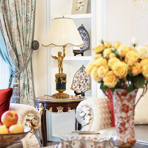 Jewellerytop phòng khách Châu Âu sofa cạnh vải bảng đèn pháp Rococo sang trọng phòng ngủ bảng Đá Cẩm Thạch Đồng Thiên Thần Bảng ánh sáng - Product Image 2