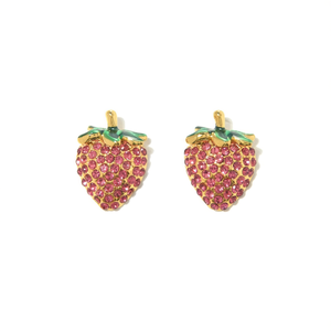 Boucles d'oreilles en forme de fraise plaquées or en acier inoxydable 316L, bijoux tendance - Product Image 2