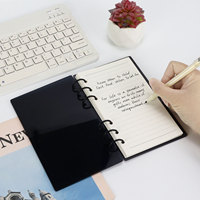 A5 A6 couleur unie couverture noire DIY couverture pour ordinateur portable 360 ° Flip acrylique 6 trous amovible reliure couverture Clip argent enveloppe diviseurs