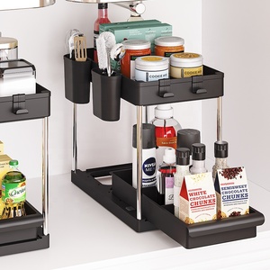 2 Pack Sliding Cabinet Basket Organizer Drawers Multi-Purpose Under Sink Organizers And Storage For Bathroom