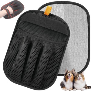 Gant anti-poils pour animaux de compagnie OEM noir 16,5x23cm, dépoussiéreur électrostatique pour chiens et chats, outil d'élimination des poils longs - Product Image 5